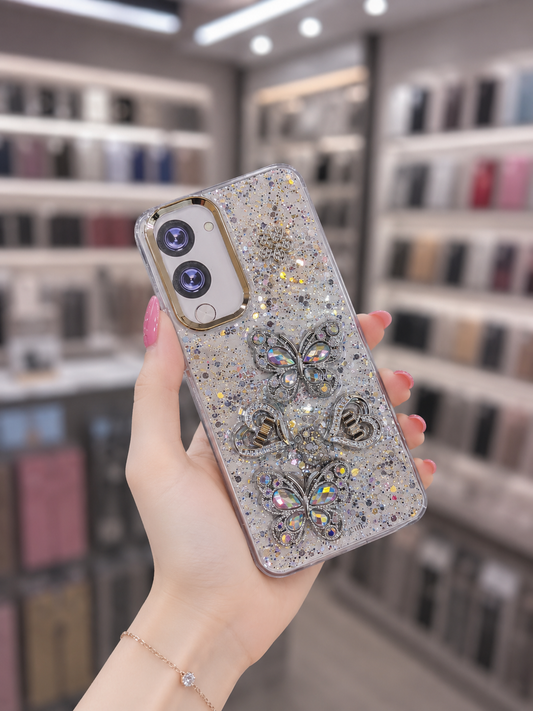 Y04 Back Cover - Bling Glitter Butterfly Pouch - Girls Phone Case