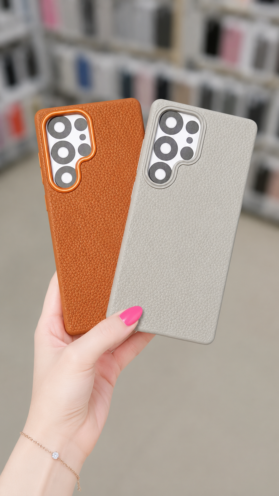 S25 Ultra Back Cover | PU Leather Textured Phone Case