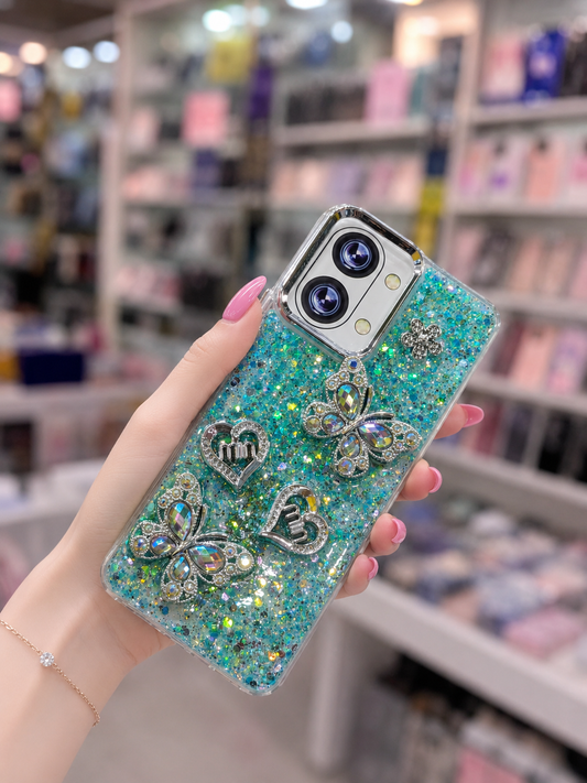 Y05 Back Cover - Bling Glitter Butterfly Pouch - Stylish Girls Phone Case