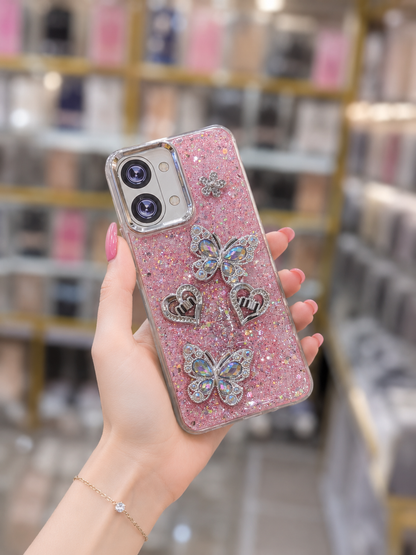 Y05 Back Cover - Bling Glitter Butterfly Pouch - Stylish Girls Phone Case