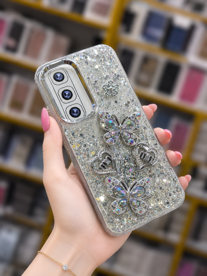 Hot 60i Back Cover - Glitter Butterfly Pouch - Girls Phone Case