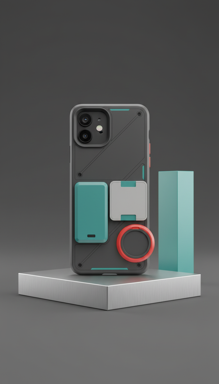Snap-on phone case with modular add-ons