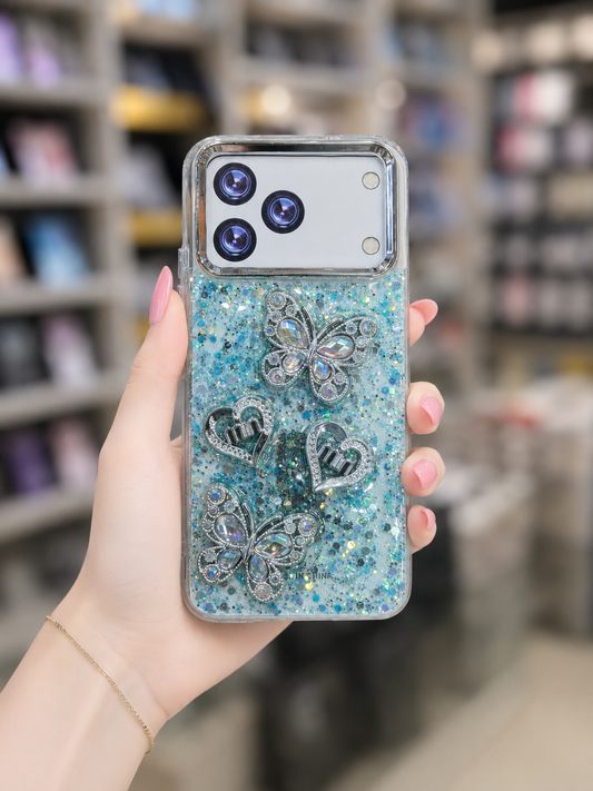 Note 60 Pro Back Cover - Glitter Butterfly Pouch - Girls Phone Case
