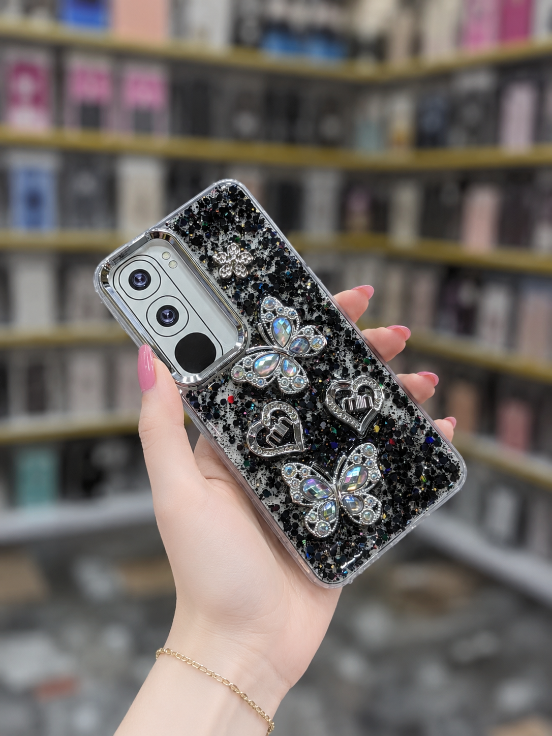 Y21D Back Cover - Bling Glitter Butterfly Pouch - Stylish Girls Phone Case