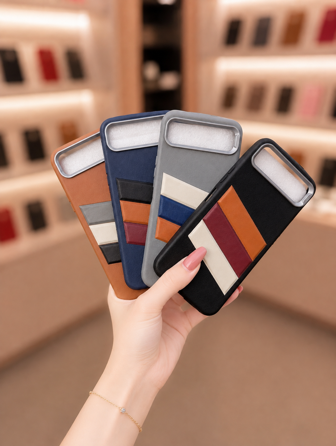 Smart 10+ Back Cover Leather Pouch | Unique Striped Phone Case
