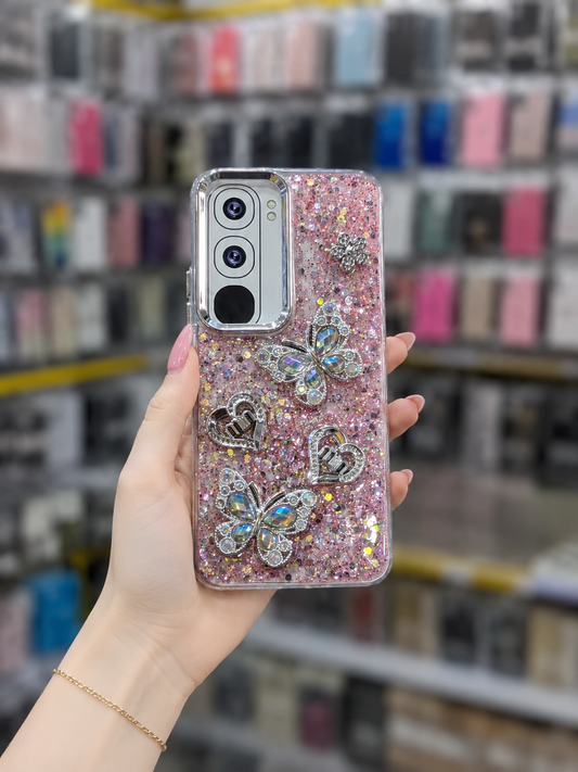 Y21D Back Cover - Bling Glitter Butterfly Pouch - Stylish Girls Phone Case