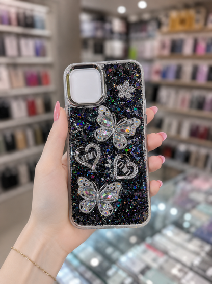 Back Cover For Model 12 Pro -Sparkle Glitter Butterfly Pouch - Girls Phone Case