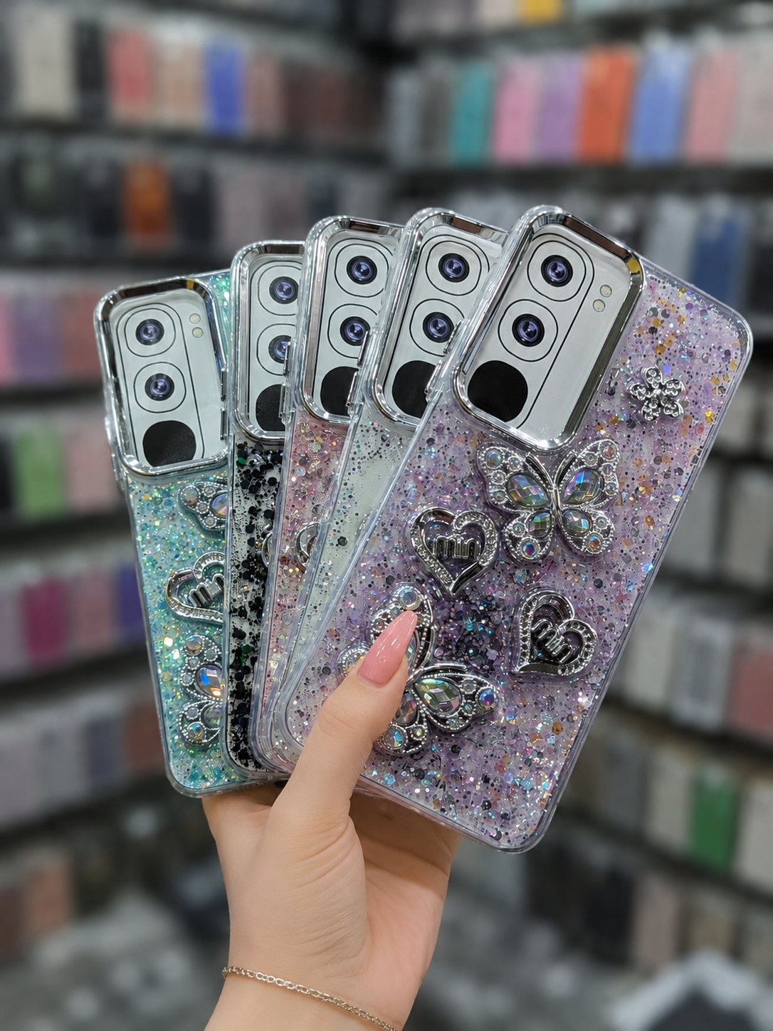 Y21D Back Cover - Bling Glitter Butterfly Pouch - Stylish Girls Phone Case