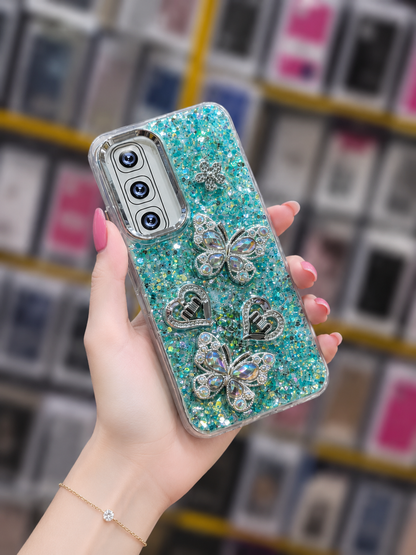 Hot 60 Back Cover - Glitter Butterfly Pouch - Stylish Girls Phone Case