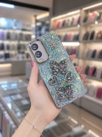 Y04 Back Cover - Bling Glitter Butterfly Pouch - Girls Phone Case