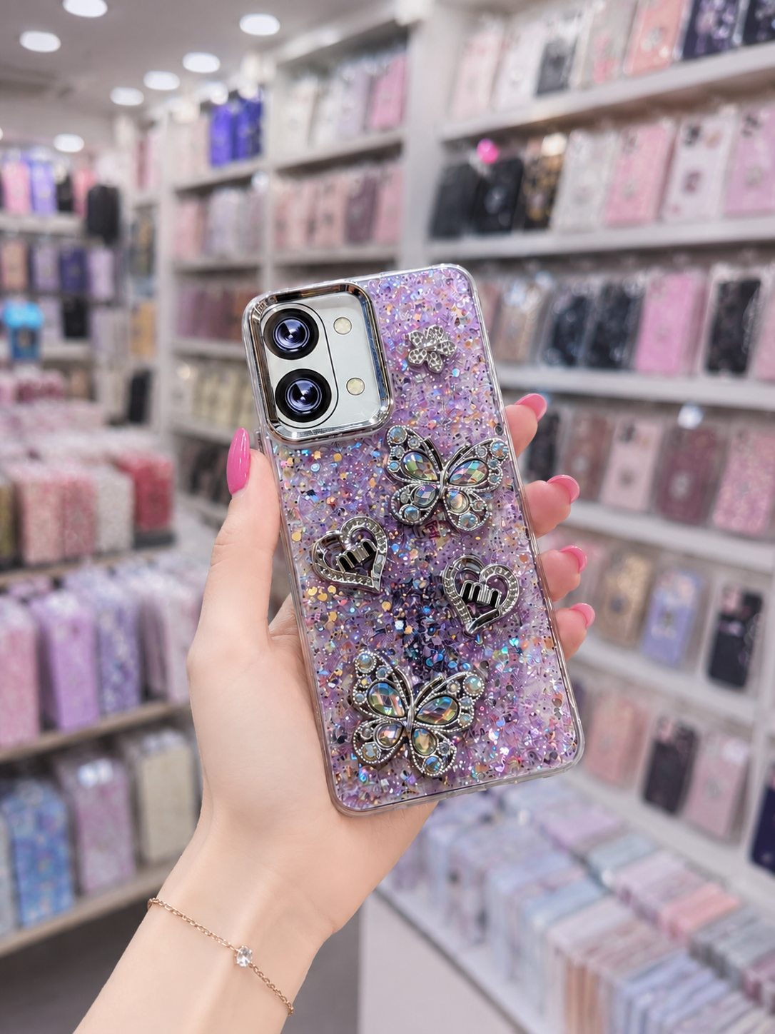 Y05 Back Cover - Bling Glitter Butterfly Pouch - Stylish Girls Phone Case