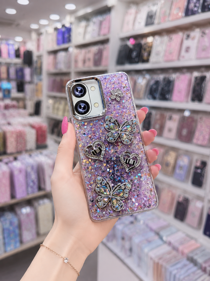 Y05 Back Cover - Bling Glitter Butterfly Pouch - Stylish Girls Phone Case