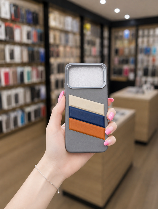 Spark 40 Back Cover Leather Pouch | Elegant Striped Phone Case