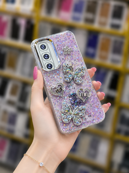 Hot 60i Back Cover - Glitter Butterfly Pouch - Girls Phone Case