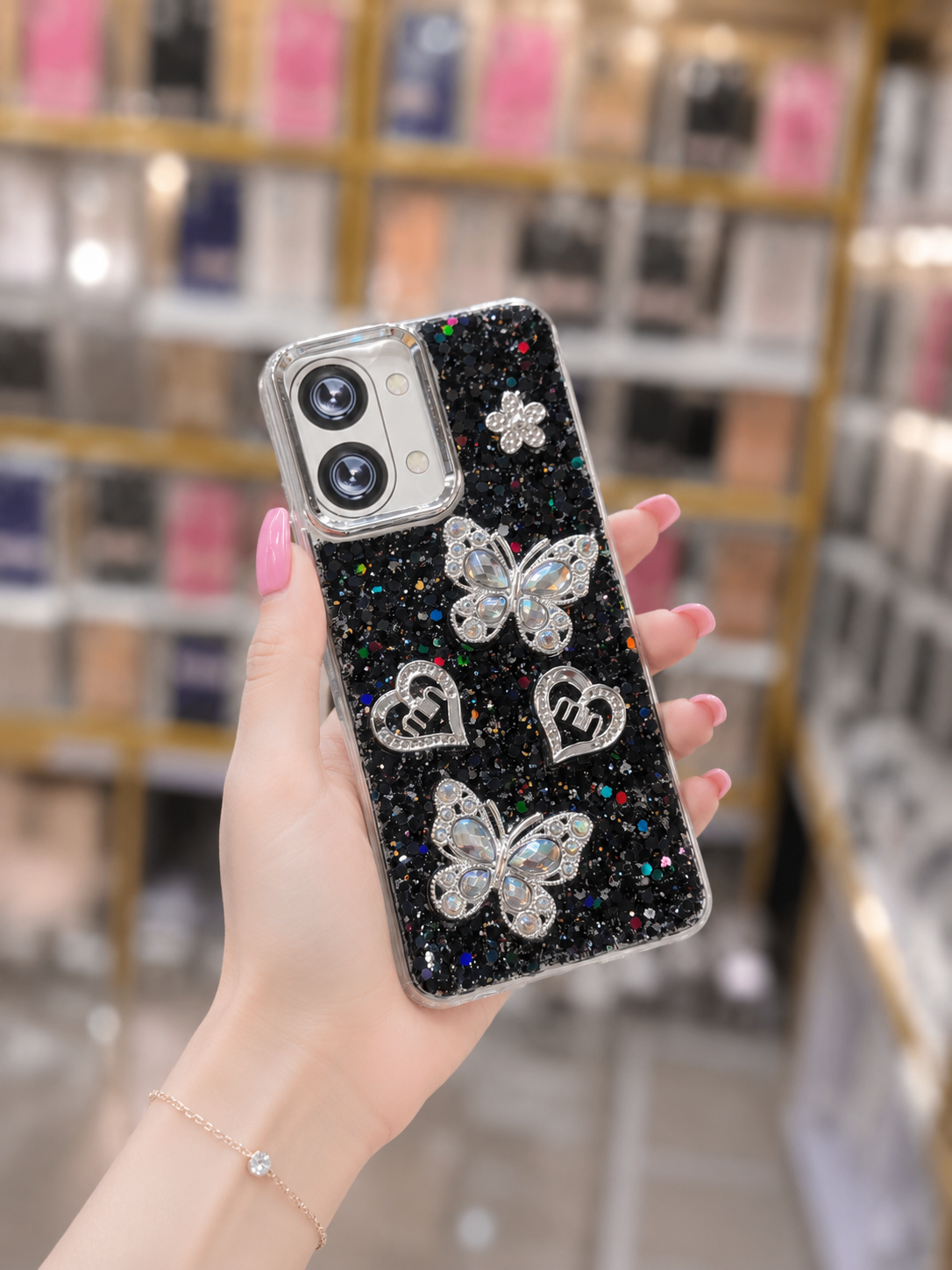 Y05 Back Cover - Bling Glitter Butterfly Pouch - Stylish Girls Phone Case
