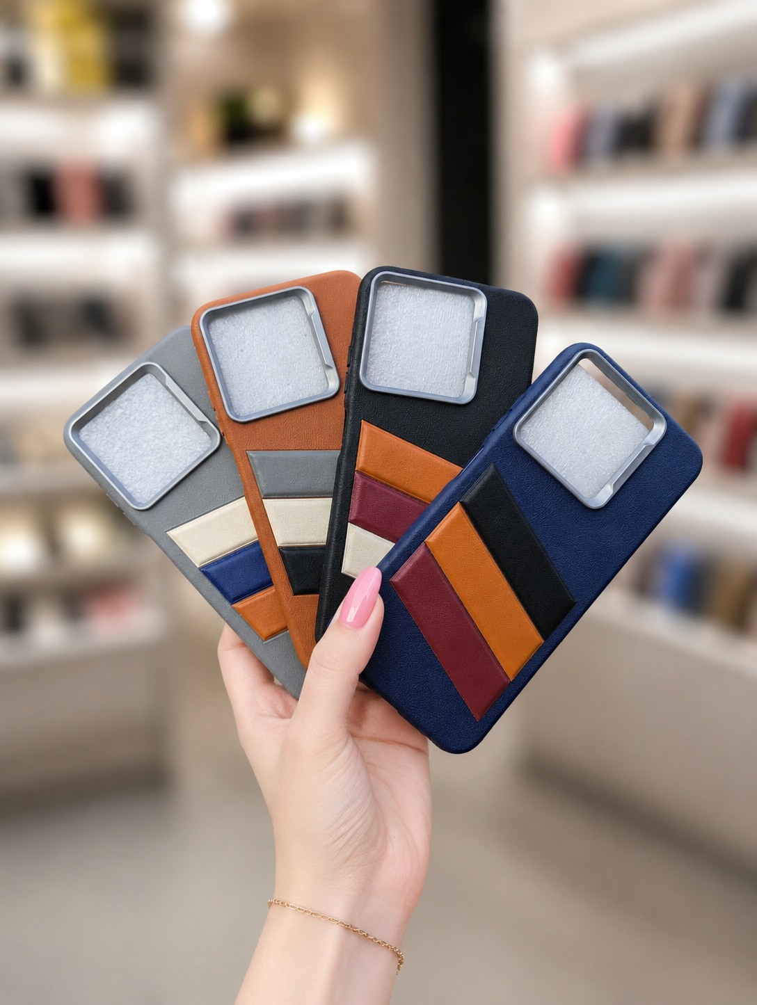 Smart 9 Back Cover Leather Pouch | Elegant Unique Striped Phone Case