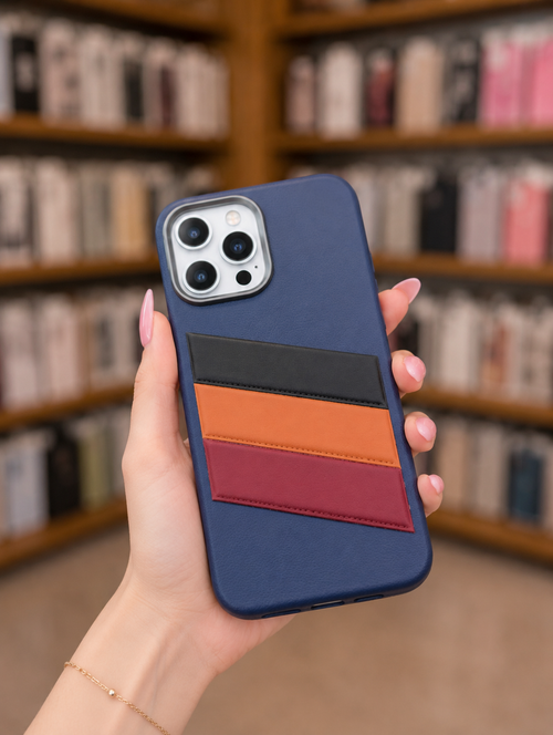 Back Cover For Model 13 | Leather Phone Case | Unique Striped Pouch