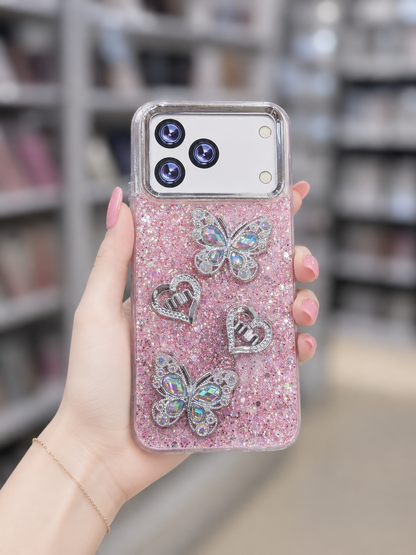 Spark 50 Back Cover - Glitter Butterfly Pouch - Girls Phone Case