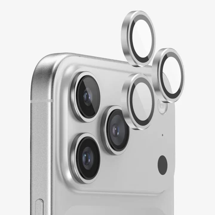 Metal Camera Lens Protector Ring – HD Clear Glass (17 Series)