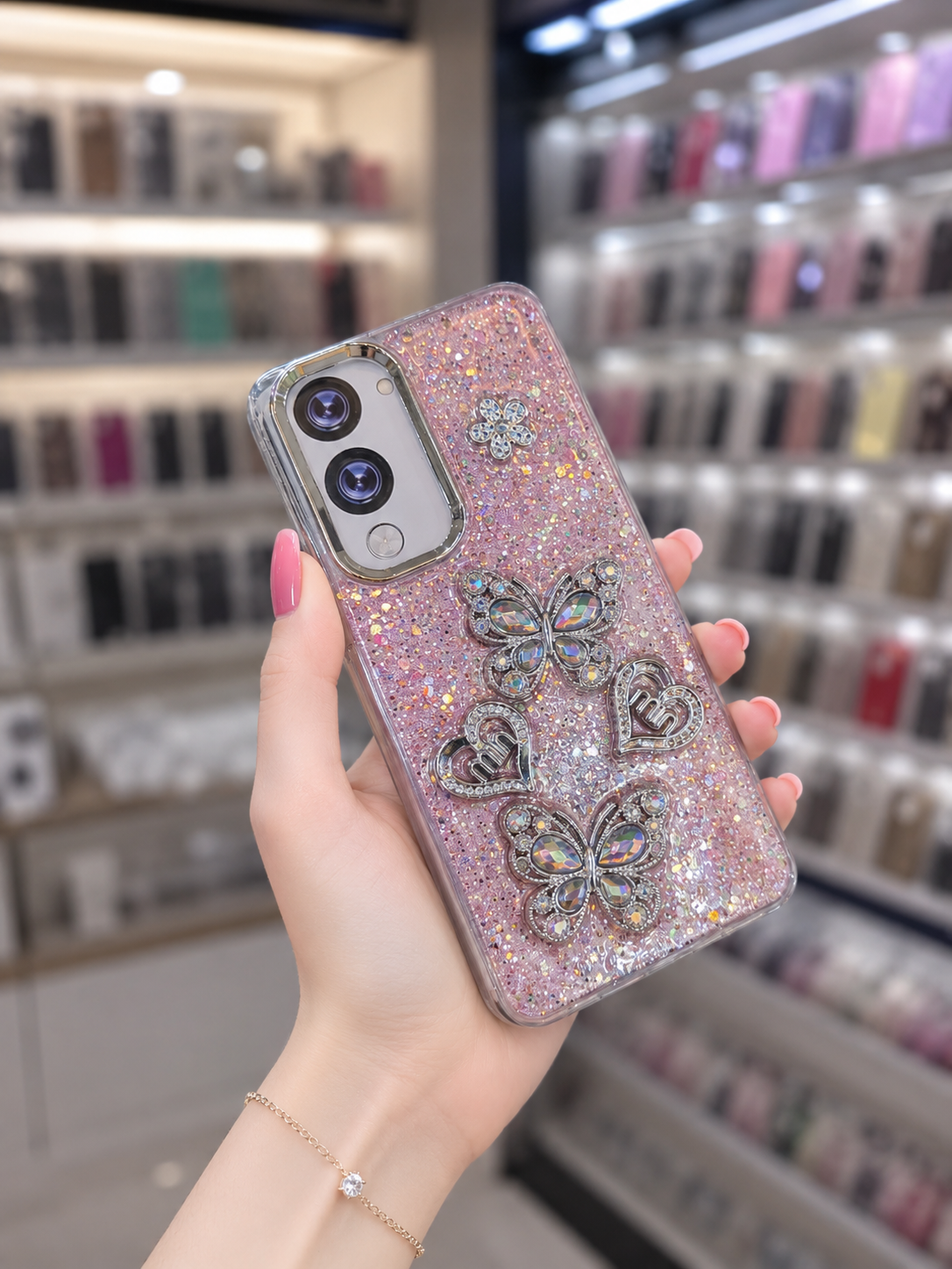 Y04 Back Cover - Bling Glitter Butterfly Pouch - Girls Phone Case