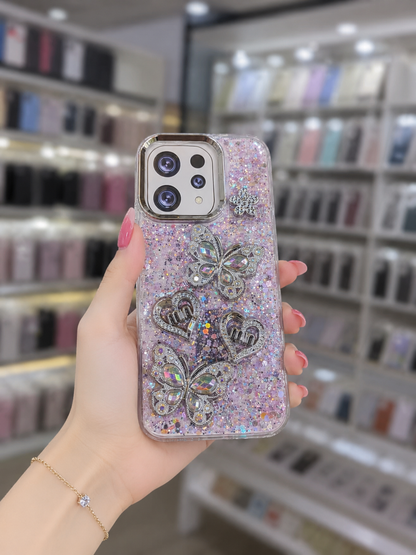 V70 Back Cover - Glitter Butterfly Pouch - Stylish Girls Phone Case