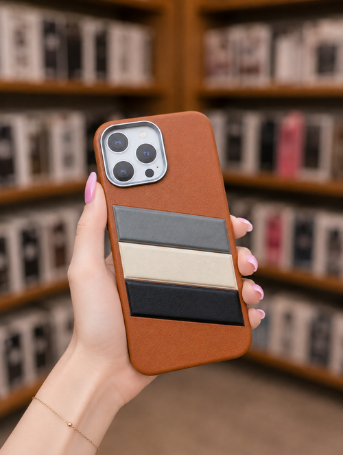 Back Cover For Model 16 | Leather Pouch | Unique Striped Phone Case