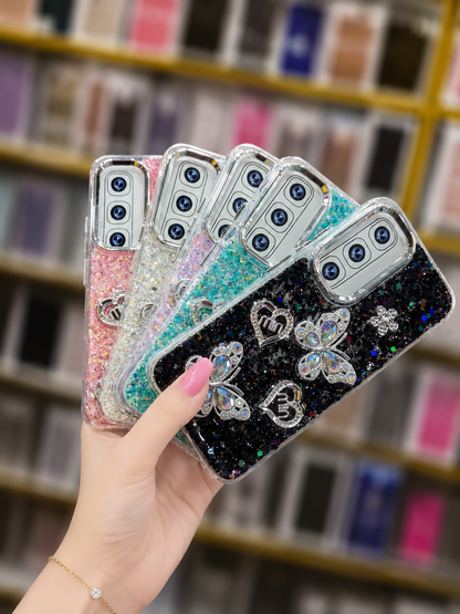Hot 60i Back Cover - Glitter Butterfly Pouch - Girls Phone Case