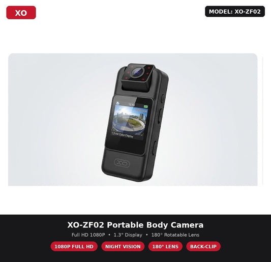 XO-ZF02 Body Camera – 1080p, Night Vision, Wearable Clip