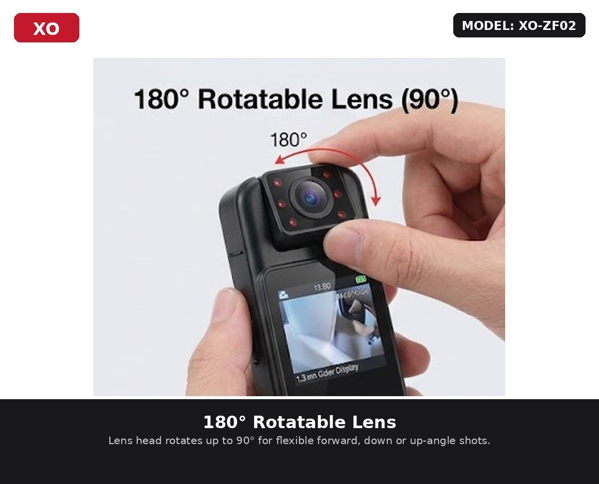 XO-ZF02 Body Camera – 1080p, Night Vision, Wearable Clip