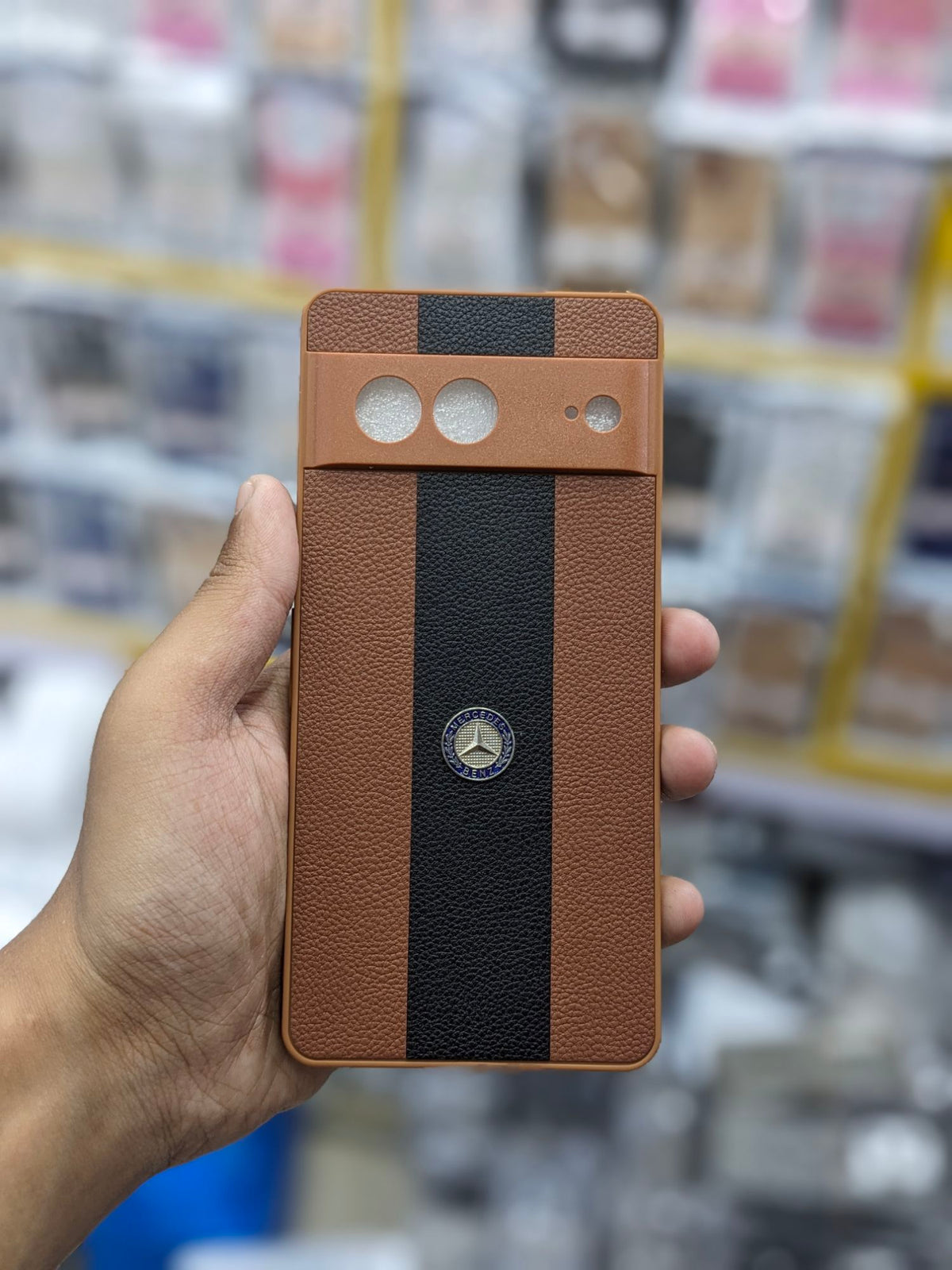 Google Pixel 6 / 6A / 6 Pro/ 7 / 7 Pro Phone Case | Two Tone Striped Leather Pouch | Camera Protection Premium Back Cover