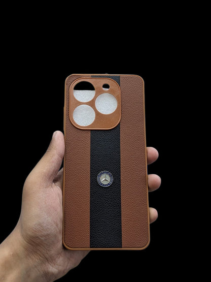 Infinix Smart 8 4G Phone Case | Premium Two Tone Striped Leather Pouch | Shockproof Luxury Logo Back Cover