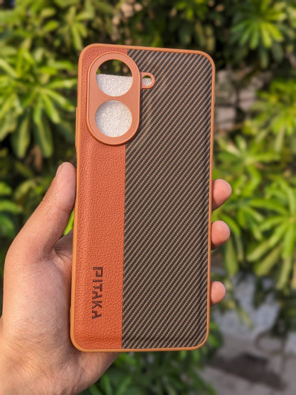 Redmi A5 4G Phone Case | Two Tone Pitaka Leather Mi A5 Pouch | Premium Striped Xiaomi A5 Back Cover