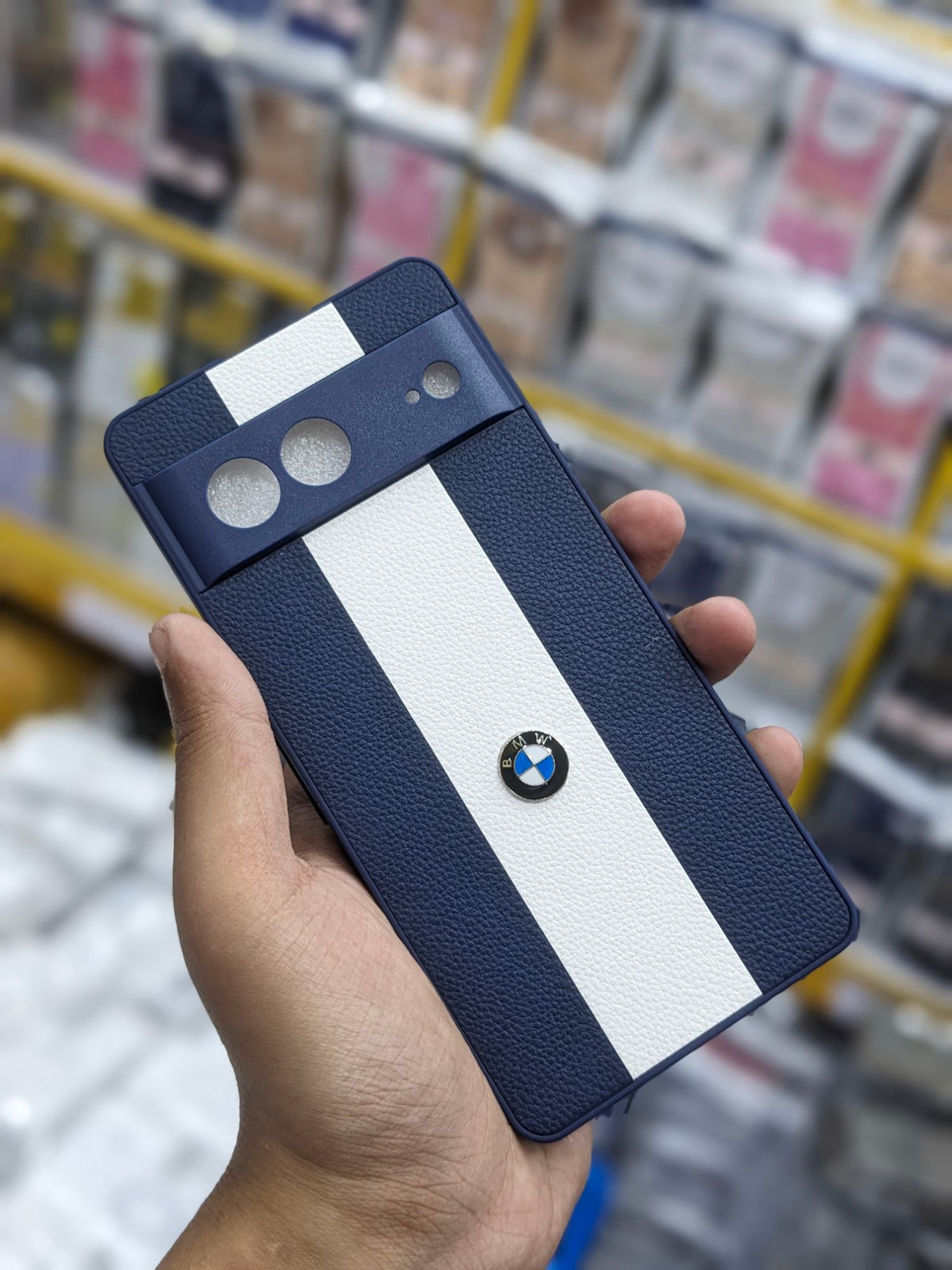 Google Pixel 6 / 6A / 6 Pro/ 7 / 7 Pro Phone Case | Two Tone Striped Leather Pouch | Camera Protection Premium Back Cover