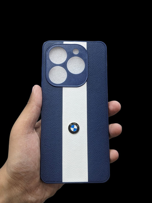 Infinix Smart 8 4G Phone Case | Premium Two Tone Striped Leather Pouch | Shockproof Luxury Logo Back Cover
