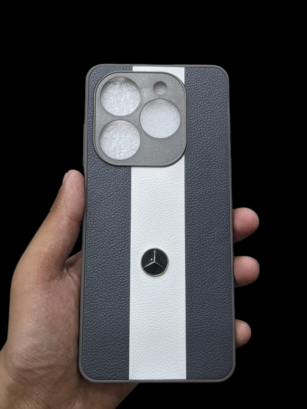 Infinix Smart 8 4G Phone Case | Premium Two Tone Striped Leather Pouch | Shockproof Luxury Logo Back Cover