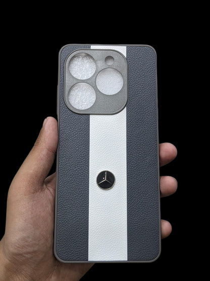 Infinix Smart 8 4G Phone Case | Premium Two Tone Striped Leather Pouch | Shockproof Luxury Logo Back Cover