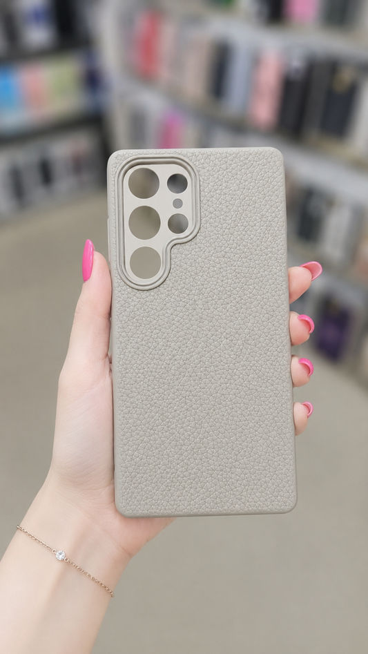 S25 Ultra Back Cover | PU Leather Textured Phone Case