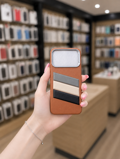 Spark 40 Back Cover Leather Pouch | Elegant Striped Phone Case