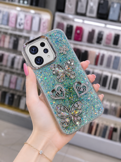V70 Back Cover - Glitter Butterfly Pouch - Stylish Girls Phone Case