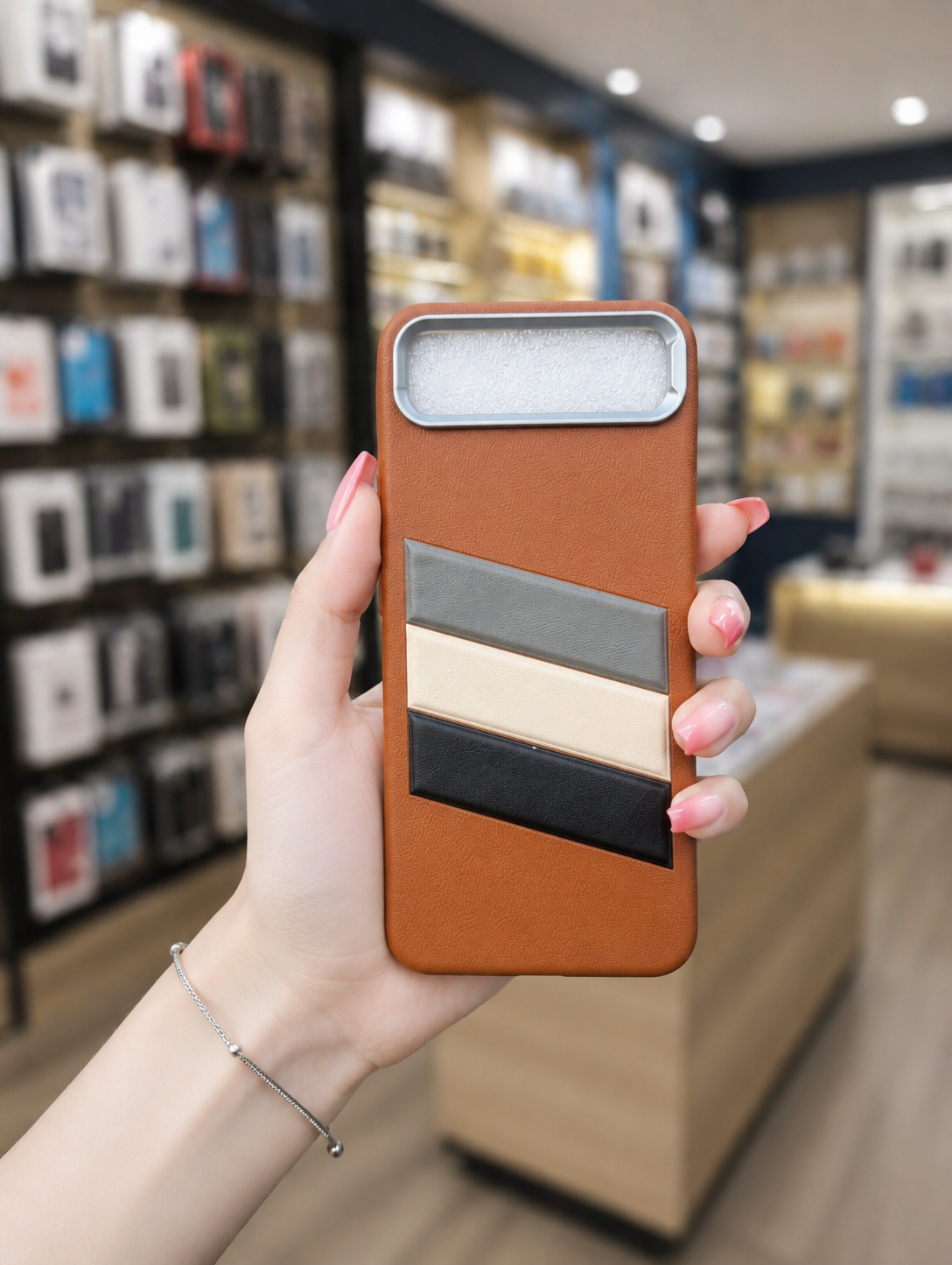 Smart 10+ Back Cover Leather Pouch | Unique Striped Phone Case